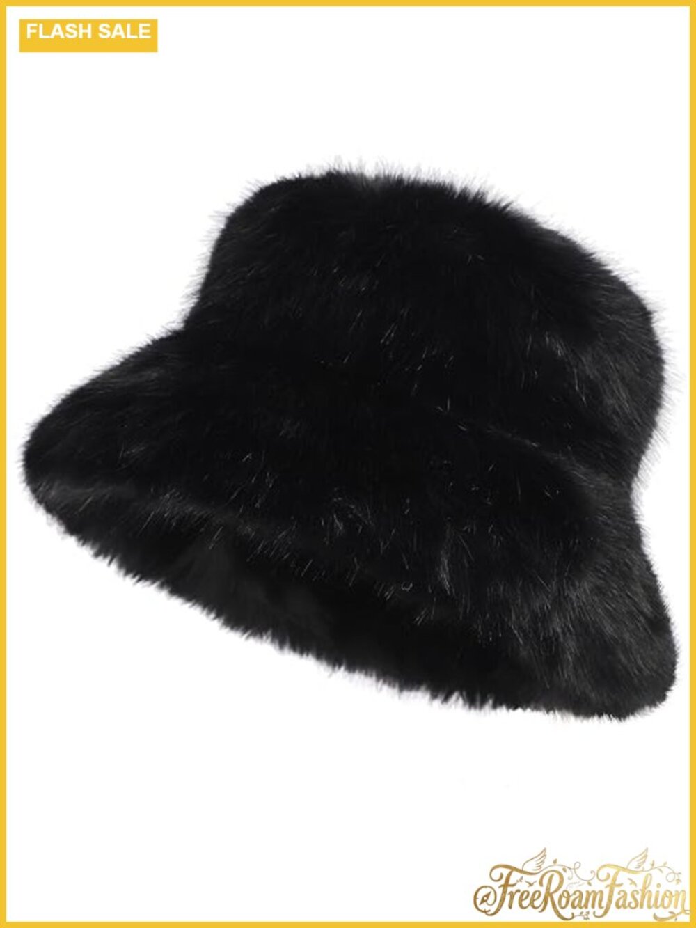 Faux Fur Bucket Hat Fuzzy Wide Brim Winter Fisherman Cap